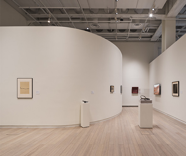 Wide installation view of Mapping Otherwise at the Wallach Art Gallery
